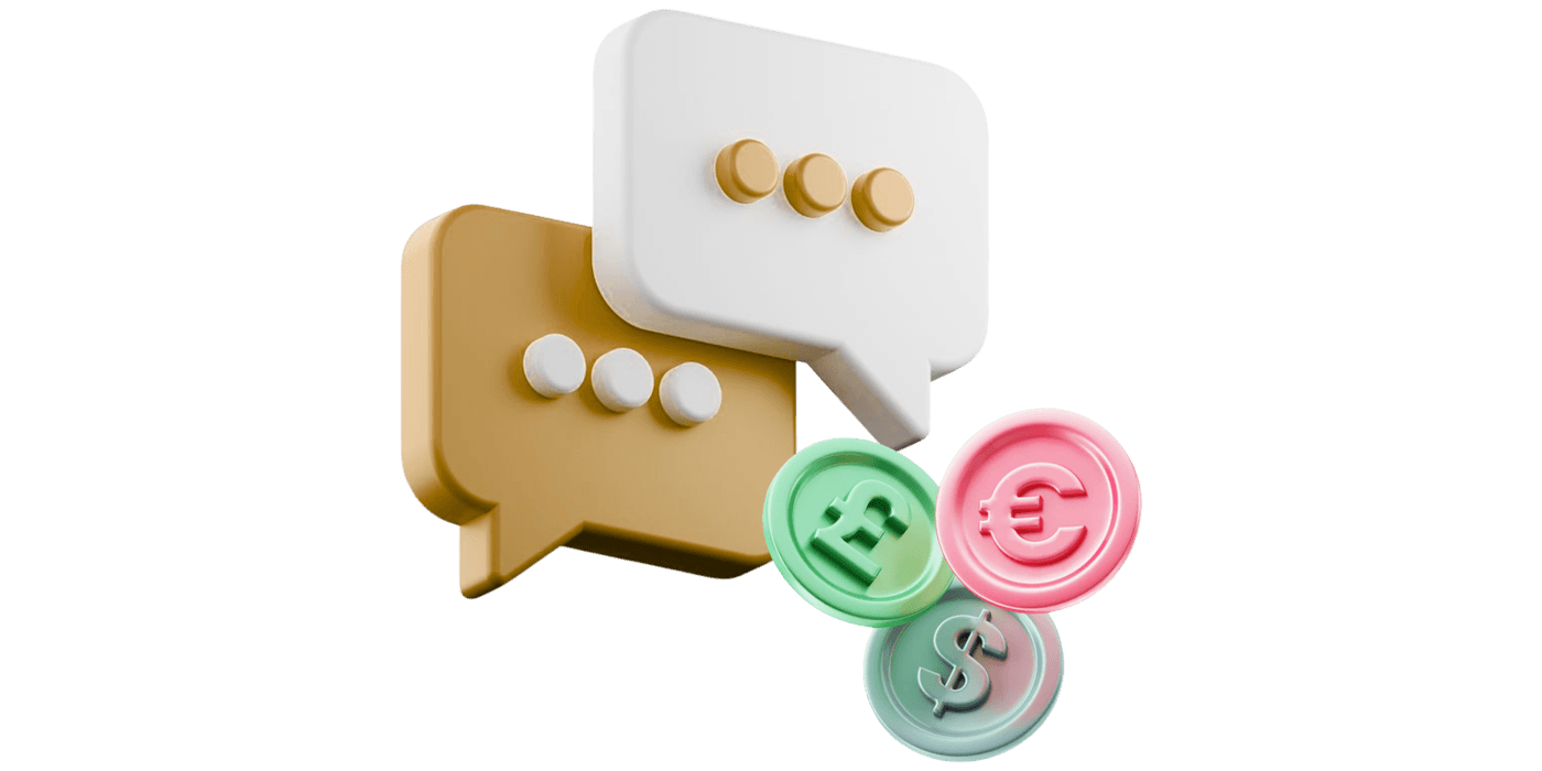 Chat bubble with currency coins